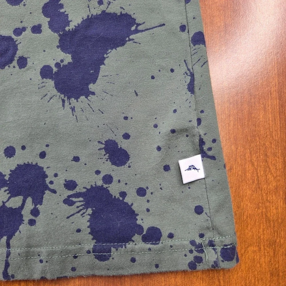 Tommy Bahama T-Shirt XS 4 Green Blue Splatter‎ Paint Art-Inspired Boho Eclectic